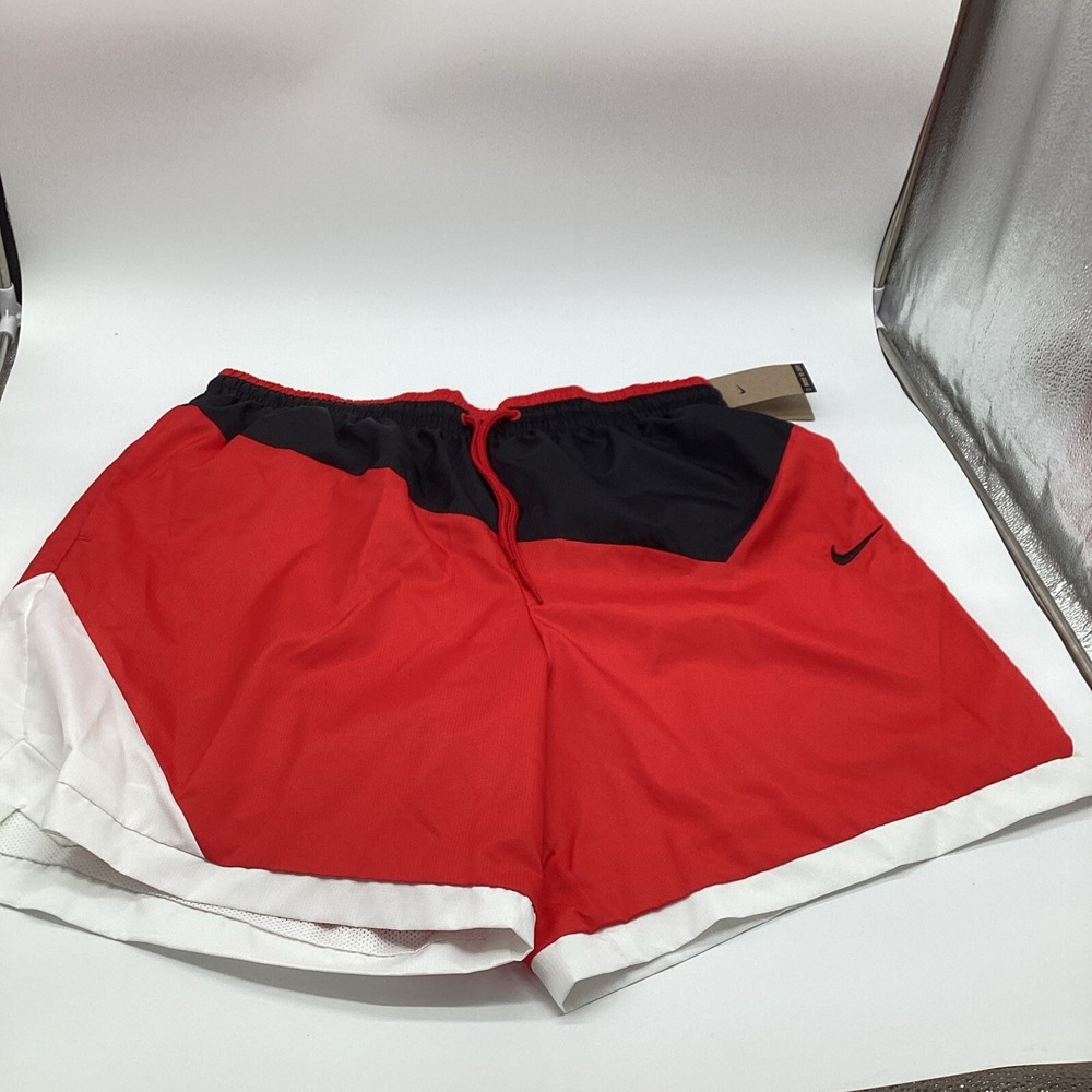 Nike Mens Basketball Shorts XXL Red Black White Colorblock DH7559-010 NWT